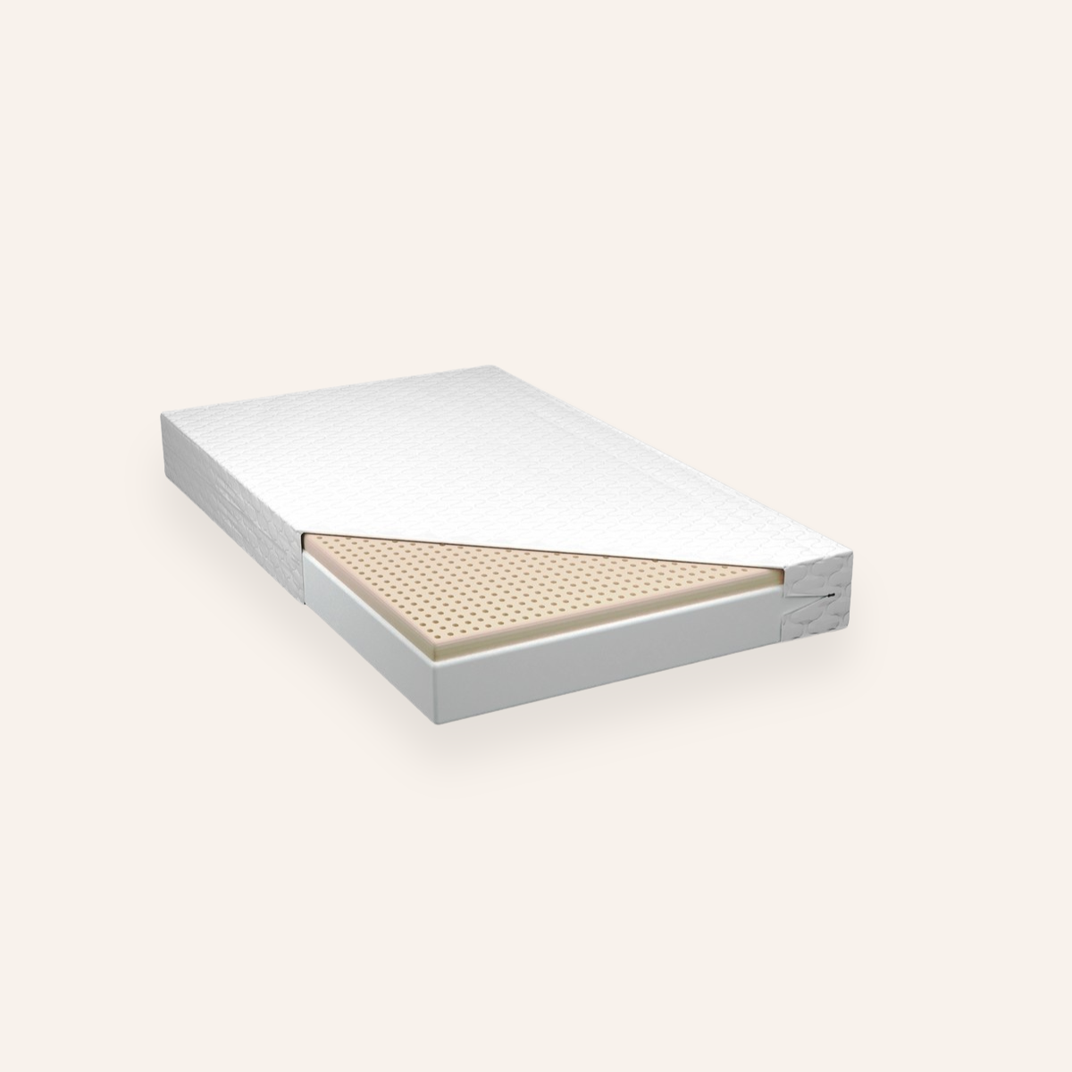 Hvid VISCO Memory skummadras vist i lag med profileret skum