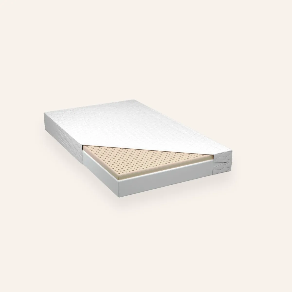 Hvid VISCO Memory skummadras vist i lag med profileret skum